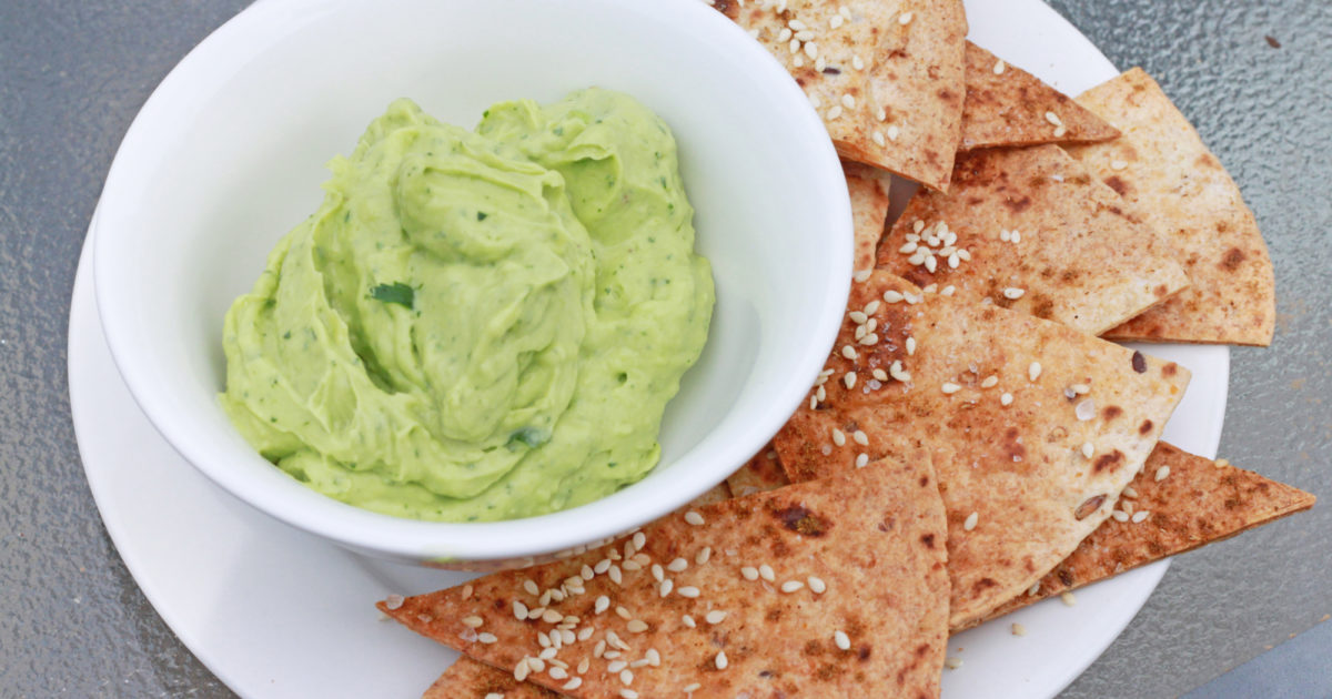 Guacamole with sesame crisps • Heart Research Institute UK