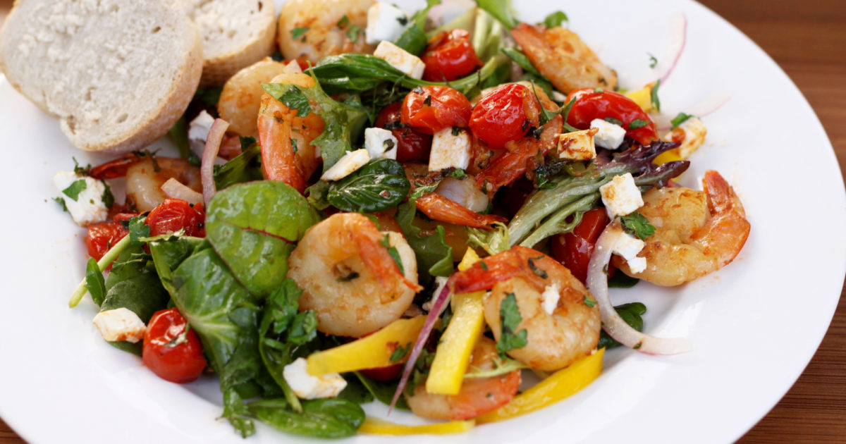 Saganaki prawn salad • Heart Research Institute UK