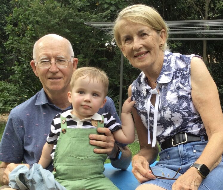 Lee with her husband and grandson